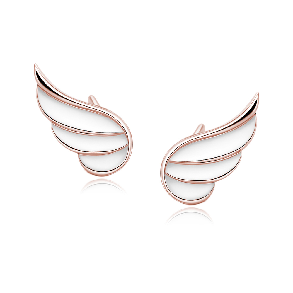 Cercei argint rose gold Aripi cu email alb DiAmanti Z1679ERG_W-DIA Cercei argint rose gold Aripi cu email alb DiAmanti Z1679ERG_W-DIA